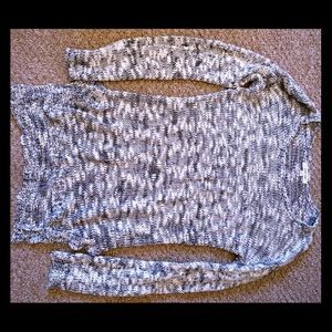 Black and White Marled Hi-Low Knit Sweater